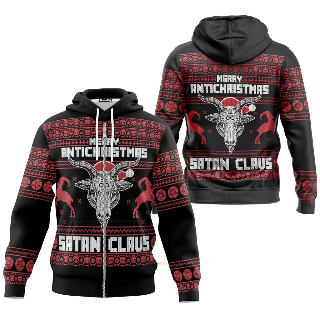Merry Antichristmas Satan Claus Custom Cosplay Hoodie Apparel QT210203Hf