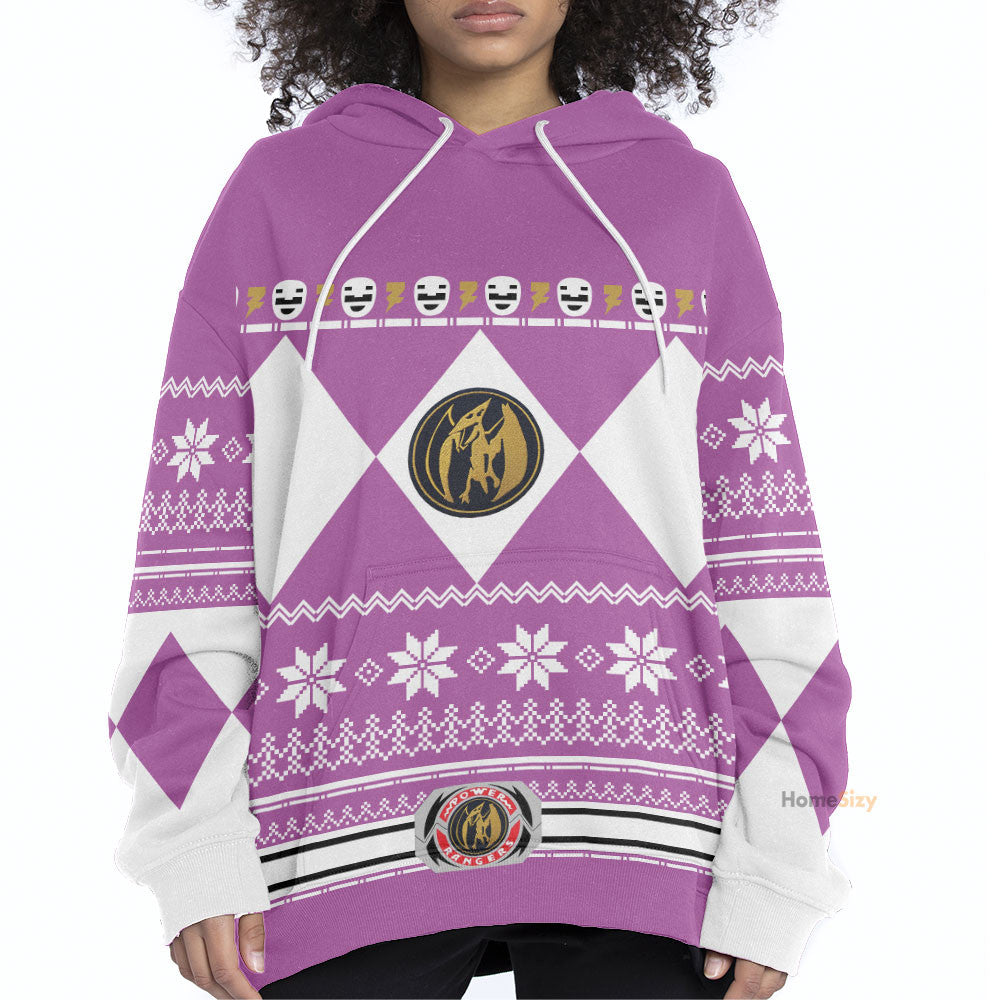 Pink Mighty Morphin Power Rangers V1 - Cosplay Costume Hoodie QT306021