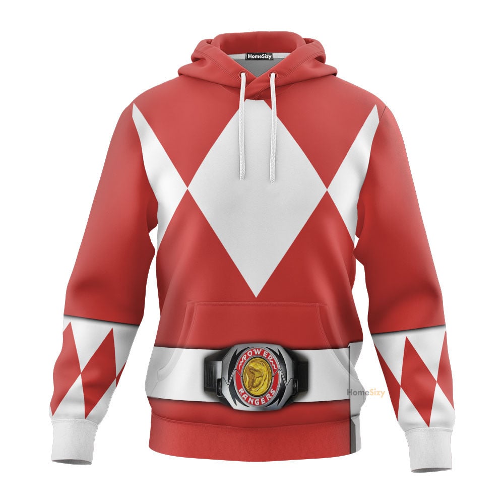 Red Mighty Morphin Power Rangers V2 - Cosplay Costume Hoodie QT208513
