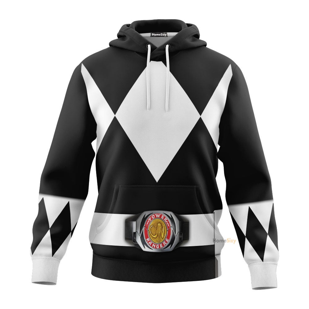 Black Mighty Morphin Power Rangers V2 - Cosplay Costume Hoodie QT212232