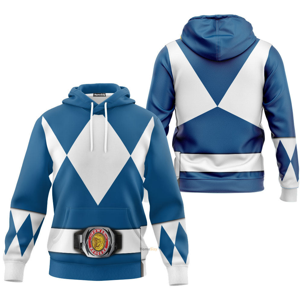 Blue Mighty Morphin Power Rangers V2 - Cosplay Costume Hoodie QT205220