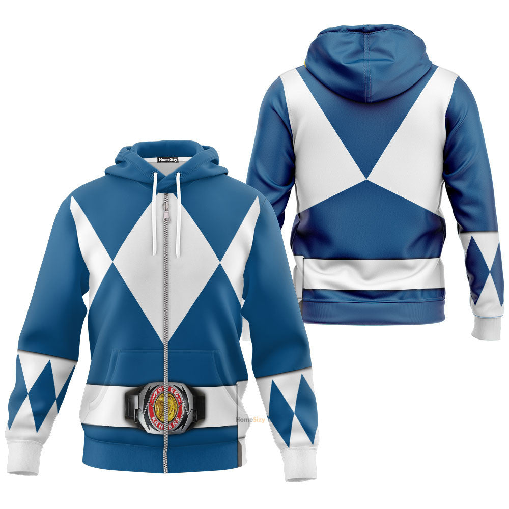 Blue Mighty Morphin Power Rangers V2 - Cosplay Costume Hoodie QT205220