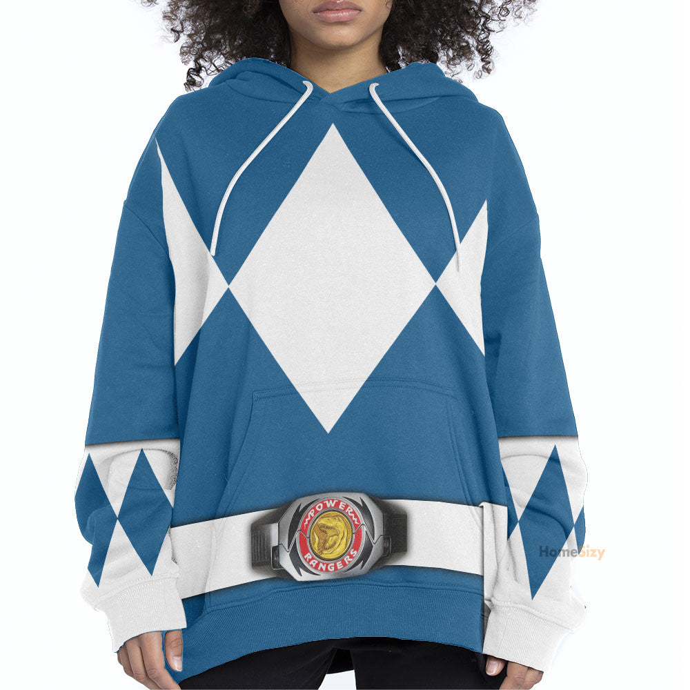 Blue Mighty Morphin Power Rangers V2 - Cosplay Costume Hoodie QT205220
