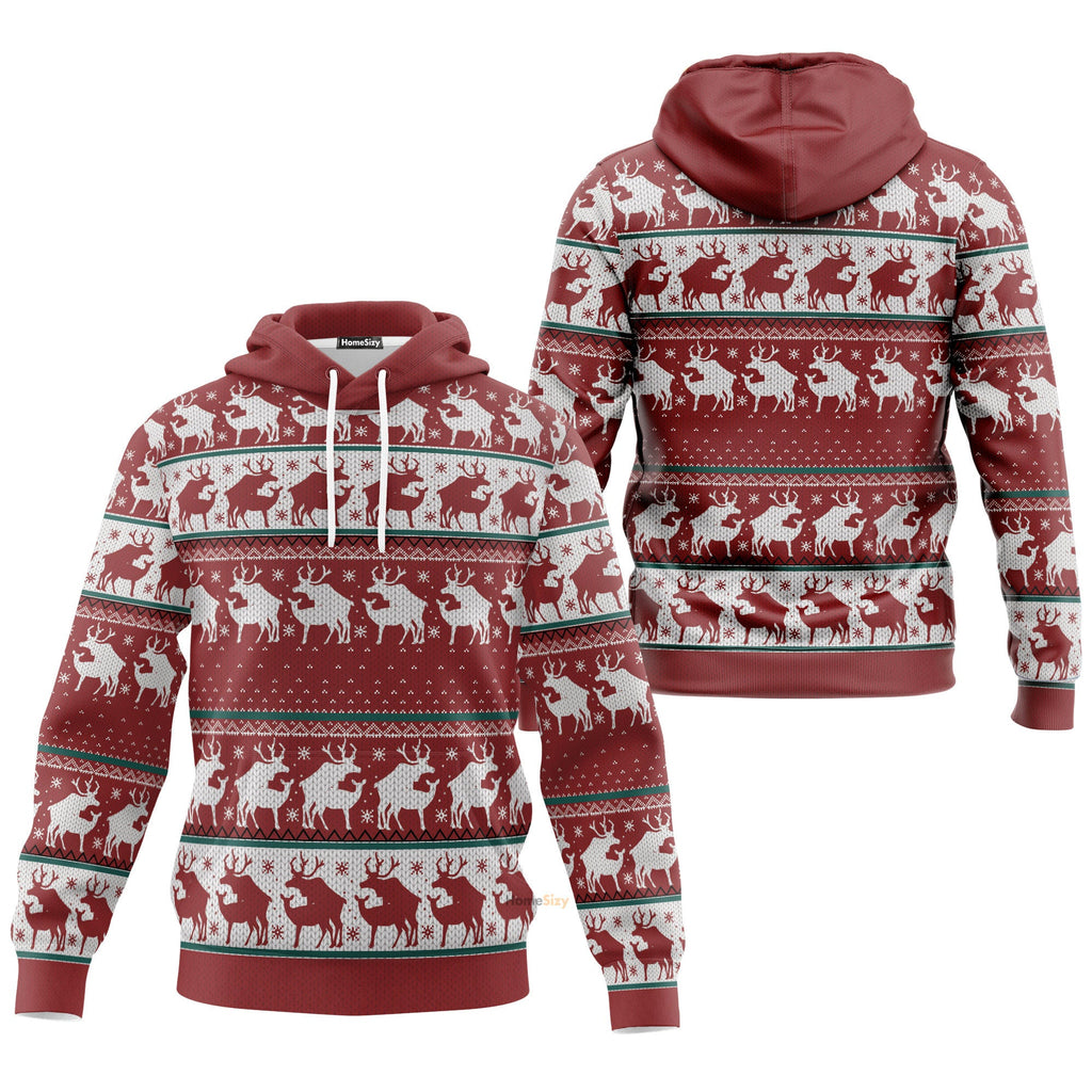 Red Reindeer Christmas Ugly Custom Hoodie QT308900