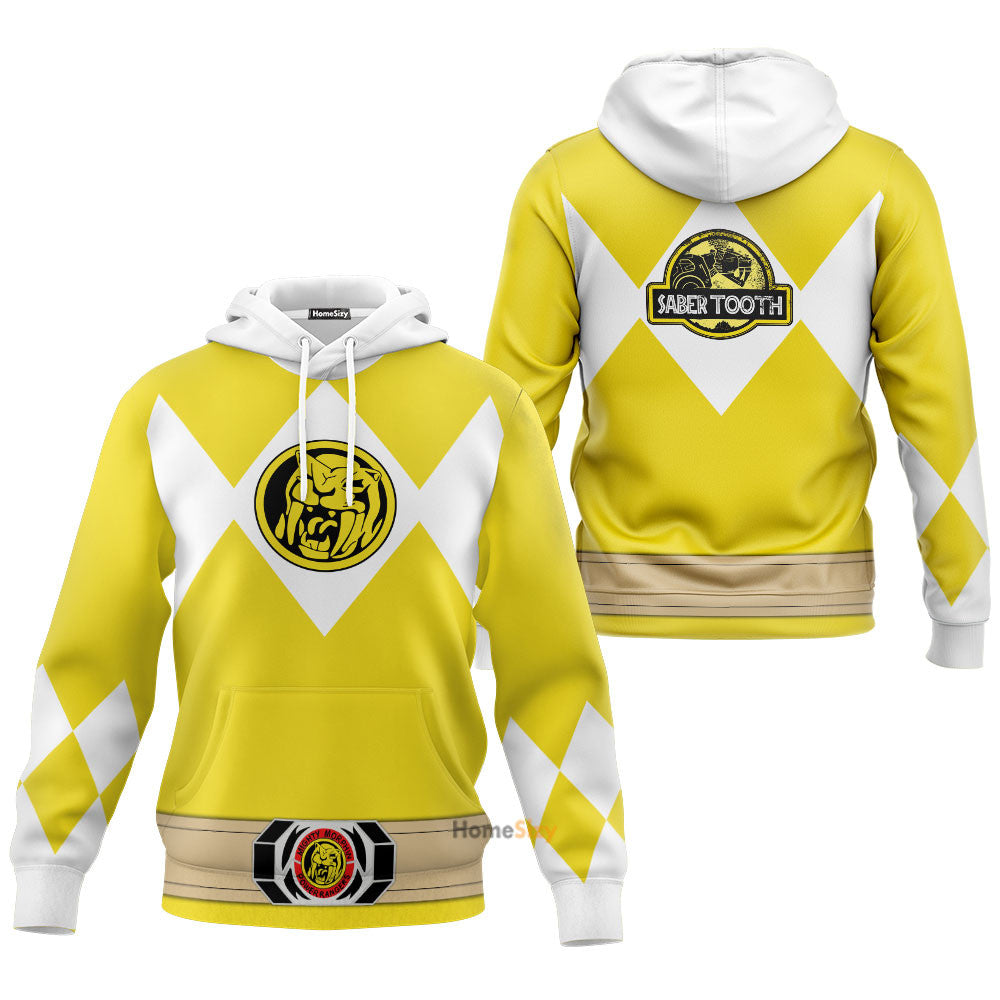 Yellow Mighty Morphin Power Rangers V3 - Cosplay Costume Hoodie QT205030