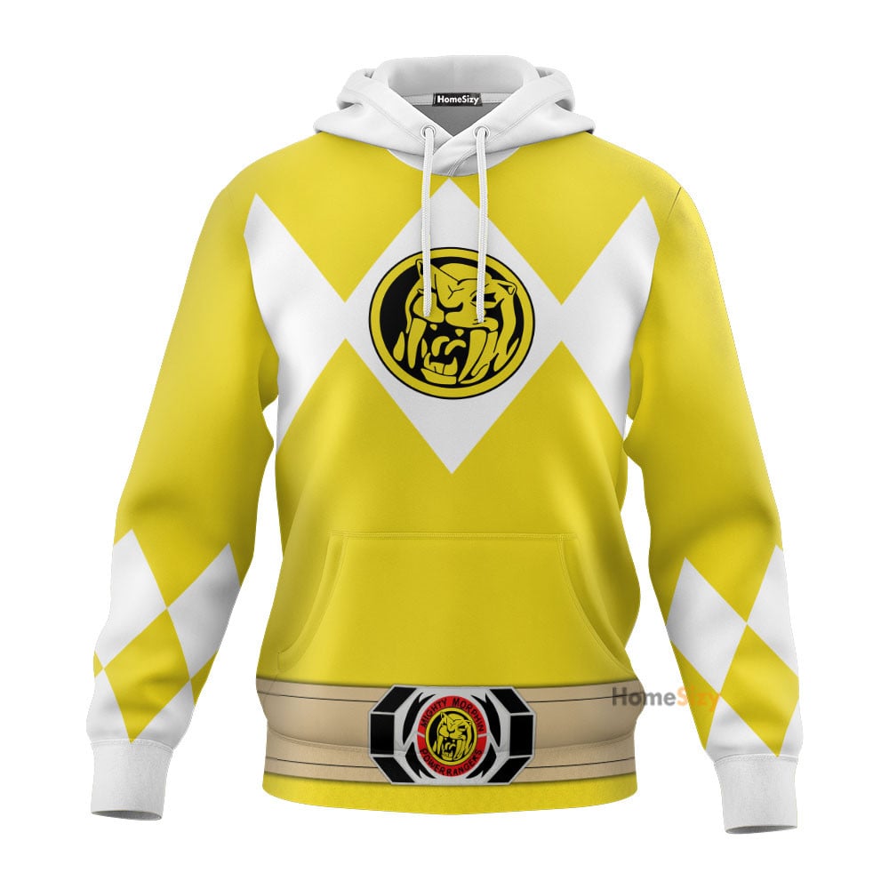 Yellow Mighty Morphin Power Rangers V3 - Cosplay Costume Hoodie QT205030