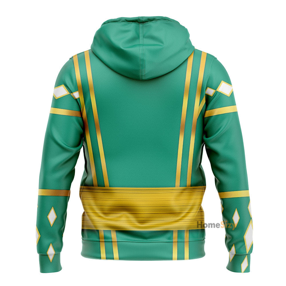 Green Ninja Mighty Morphin Power Rangers - Cosplay Costume Hoodie QT209435
