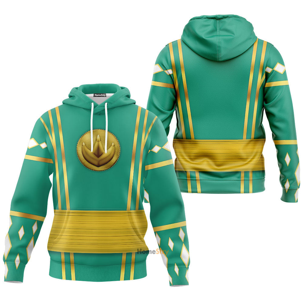 Green Ninja Mighty Morphin Power Rangers - Cosplay Costume Hoodie QT209435