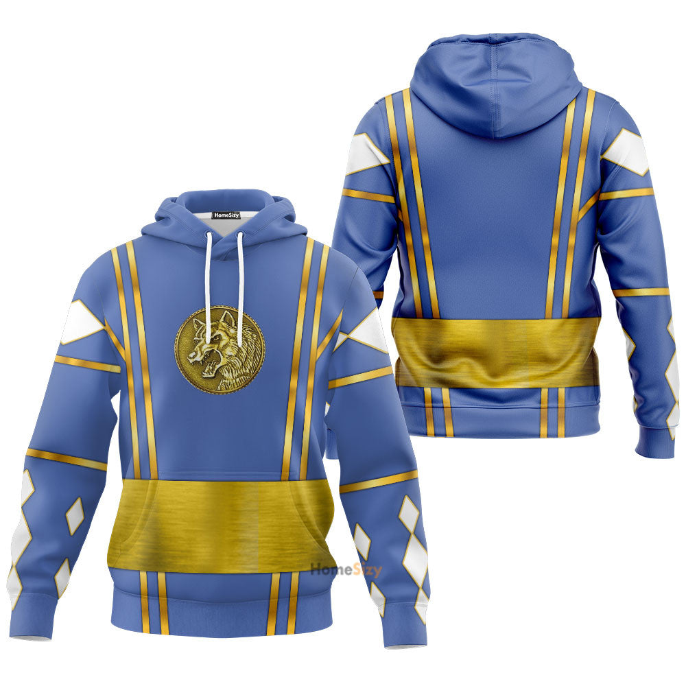 Blue Ninja Mighty Morphin Power Rangers - Cosplay Costume Hoodie QT207101