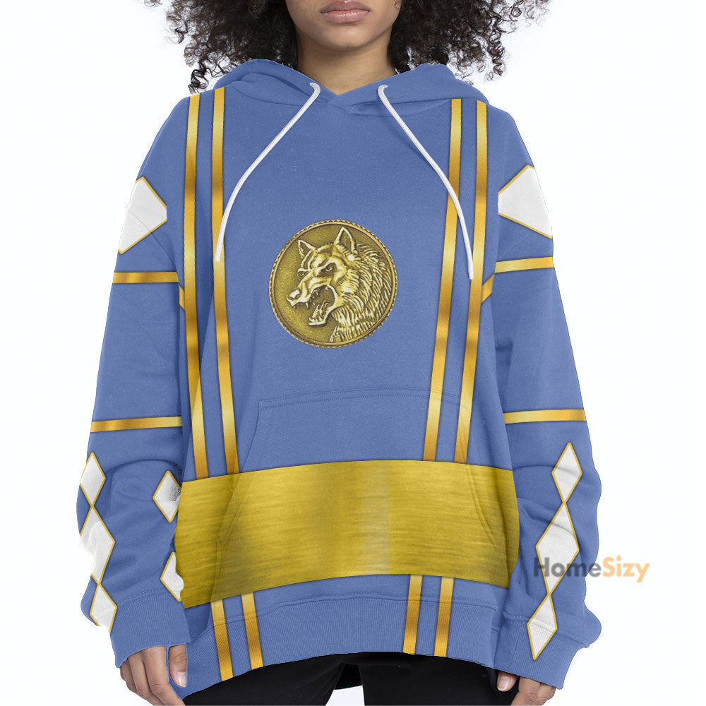 Blue Ninja Mighty Morphin Power Rangers - Cosplay Costume Hoodie QT207101