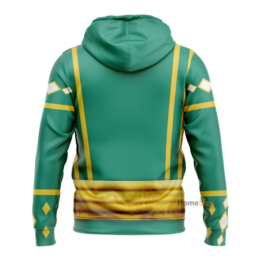 Green Ninja Mighty Morphin Power Rangers - Cosplay Costume Hoodie QT209362