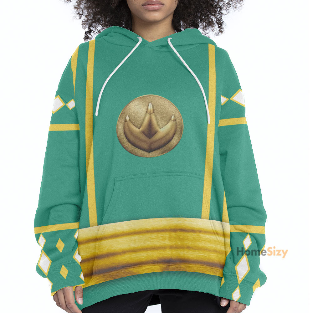 Green Ninja Mighty Morphin Power Rangers - Cosplay Costume Hoodie QT209362