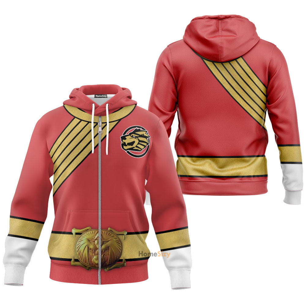 Red Wild Force Ranger Custom Cosplay Costume Hoodie QT208085Tf