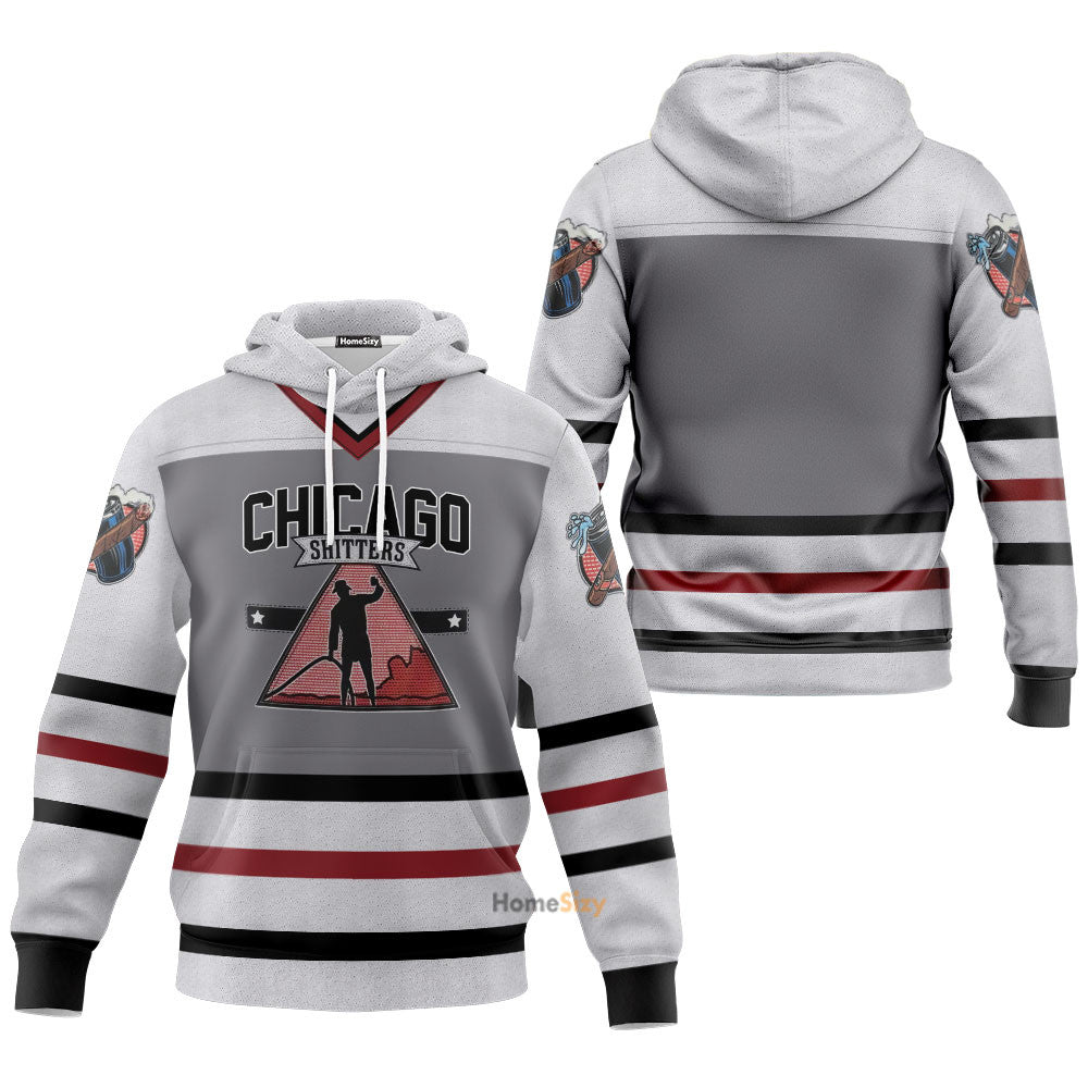 Chicago Shitters Christmas Vacation Hockey Jersey Hoodie Tshirt Long Sleeve QT303006Hf