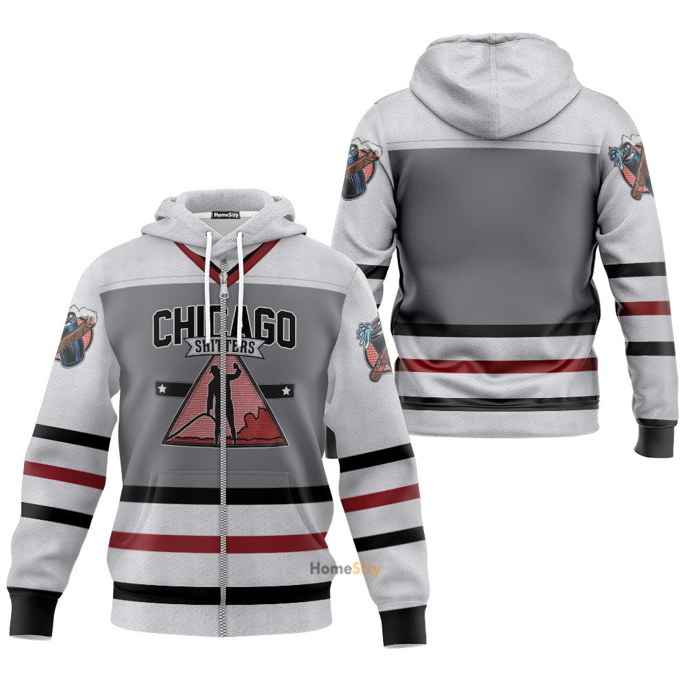 Chicago Shitters Christmas Vacation Hockey Jersey Hoodie Tshirt Long Sleeve QT303006Hf
