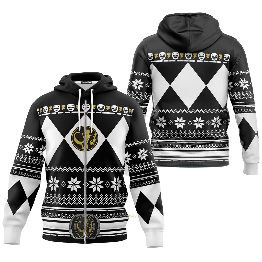 Black Mighty Morphin Power Rangers V1 - Cosplay Costume Hoodie QT211316