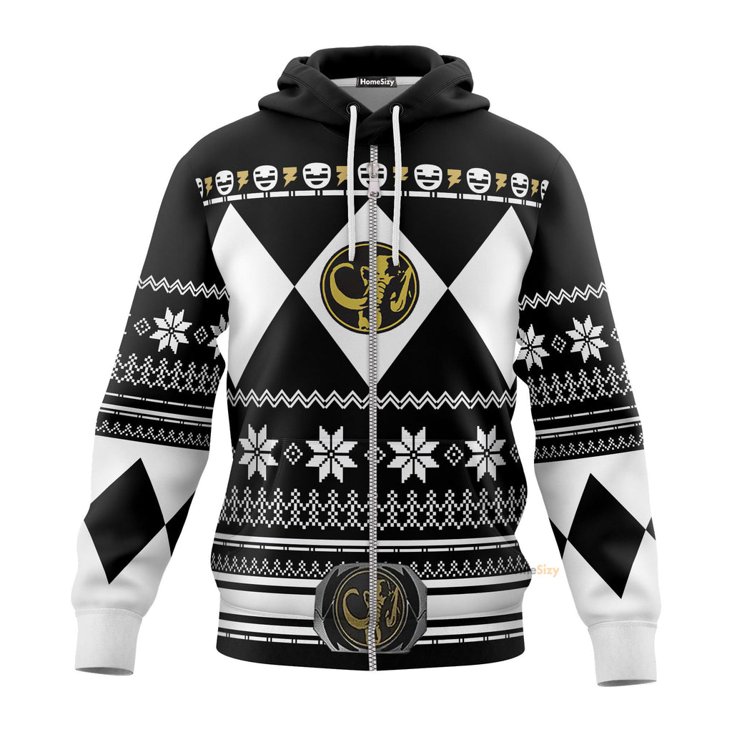 Black Mighty Morphin Power Rangers V1 - Cosplay Costume Hoodie QT211316