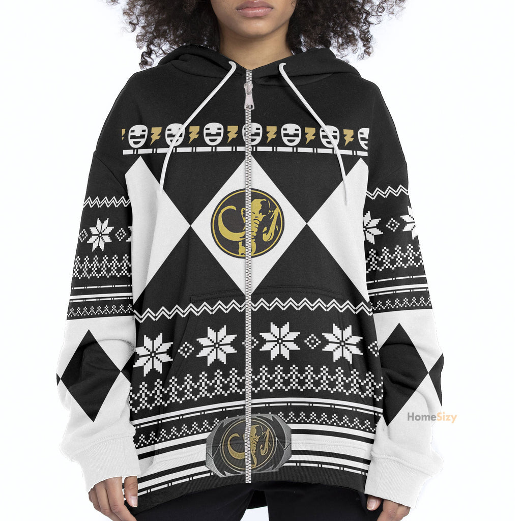 Black Mighty Morphin Power Rangers V1 - Cosplay Costume Hoodie QT211316