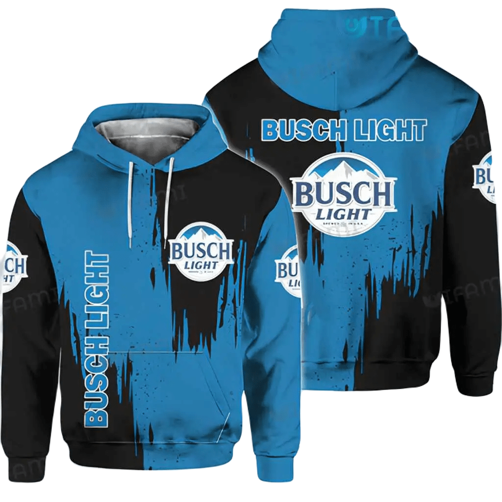 Busch Light Hoodie Busch Light Beer Torn Pattern Hoodie Black Blue Uni ...