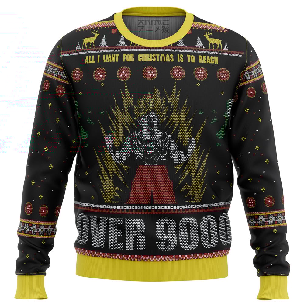 Dragon Ball Z Goku Over 9000 Ugly Christmas Sweater