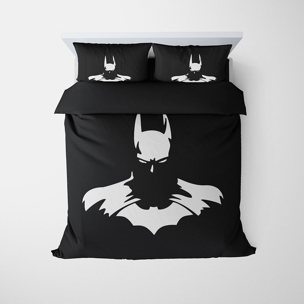 Batman Bedding Set DC Batman Sketch Silhouette Duvet Covers Black Whit