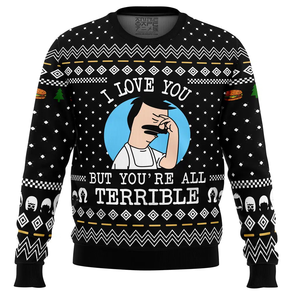 I Love You but Bob's Burgers Ugly Christmas Sweater