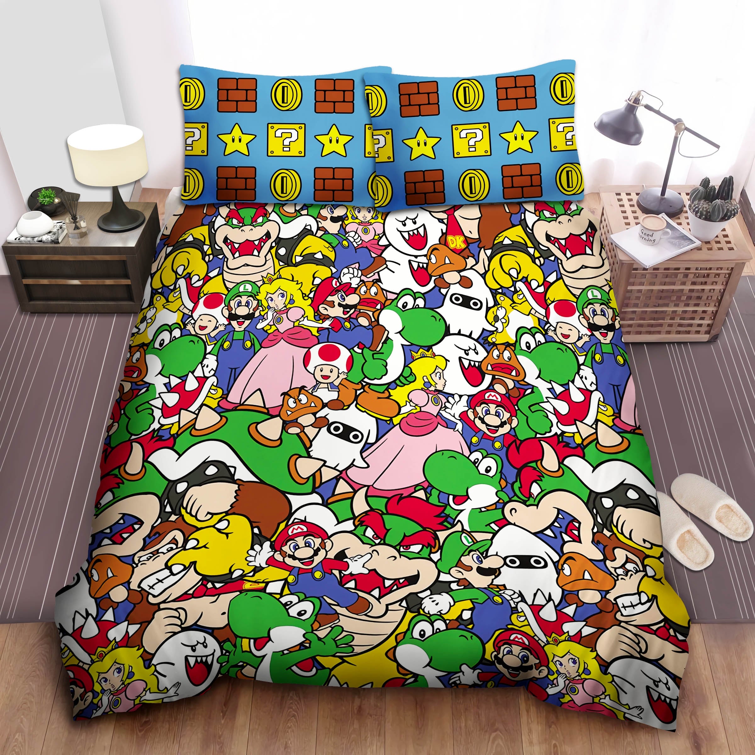 Mario Bedding Set Super Mario All Characters Pattern Duvet Covers Colo
