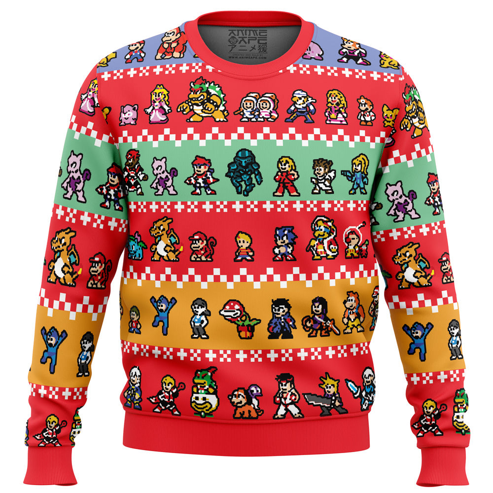 Pixel Smash Super Smash Bros Ugly Christmas Sweater