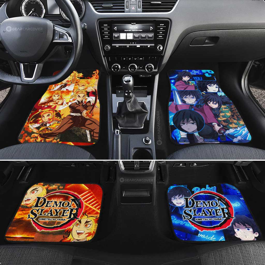 Demon Slayer Car Mats Rengoku And Giyuu Car Floor Mats Demon Slayer Anime Floor Mats