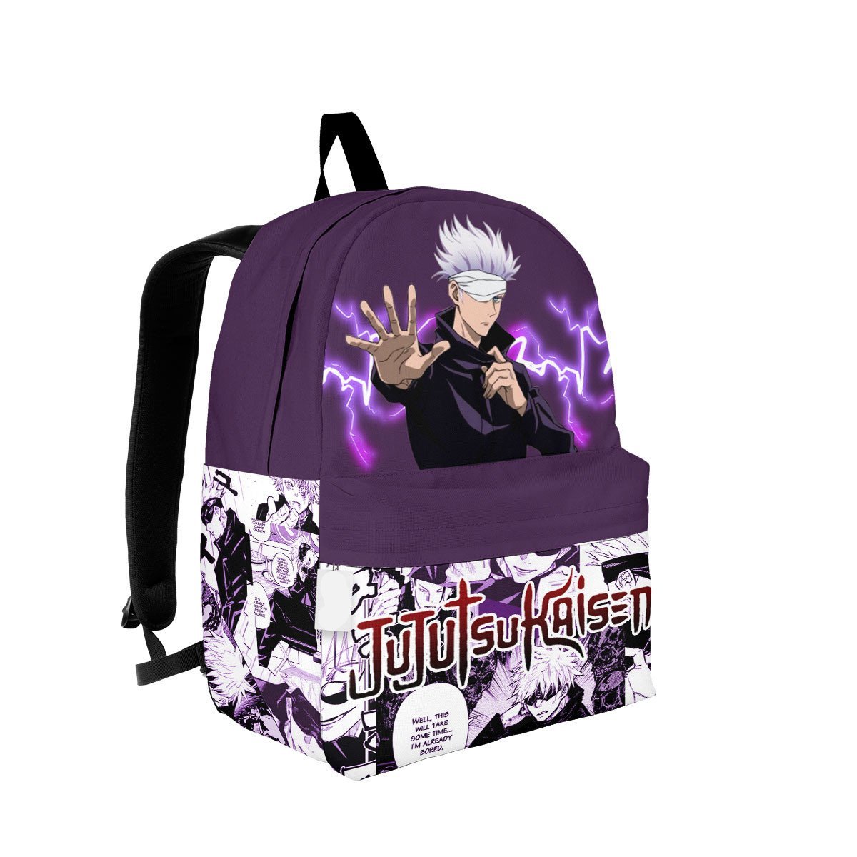 Jujutsu Kaisen Backpack Satoru Gojo Manga Pattern Backpacks Purple Whi ...