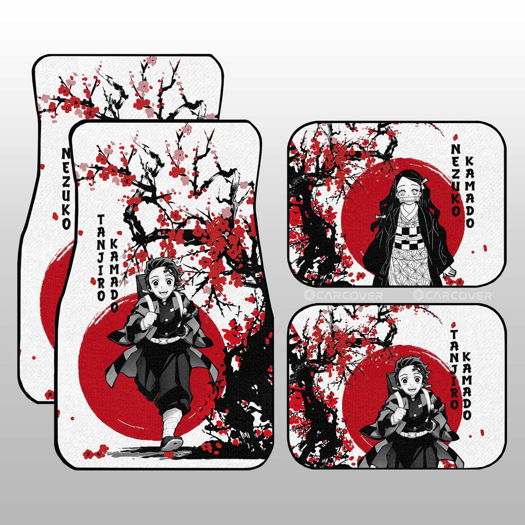 Demon Slayer Car Mats Tanjiro And Nezuko Car Floor Mats Japan Style Demon Slayer Anime Car Interior Floor Mats