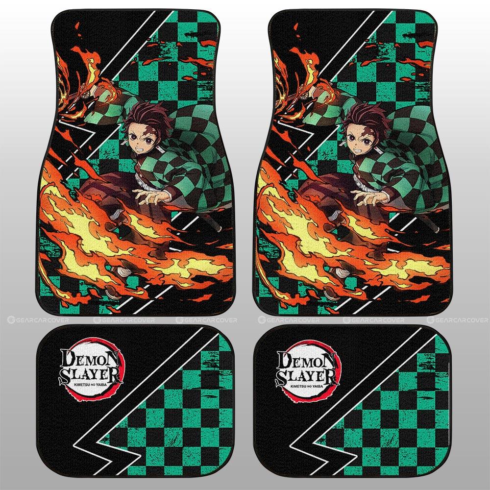 Demon Slayer Car Mats Tanjiro Car Floor Mats Sun Breathing Skill Car Floor Mats