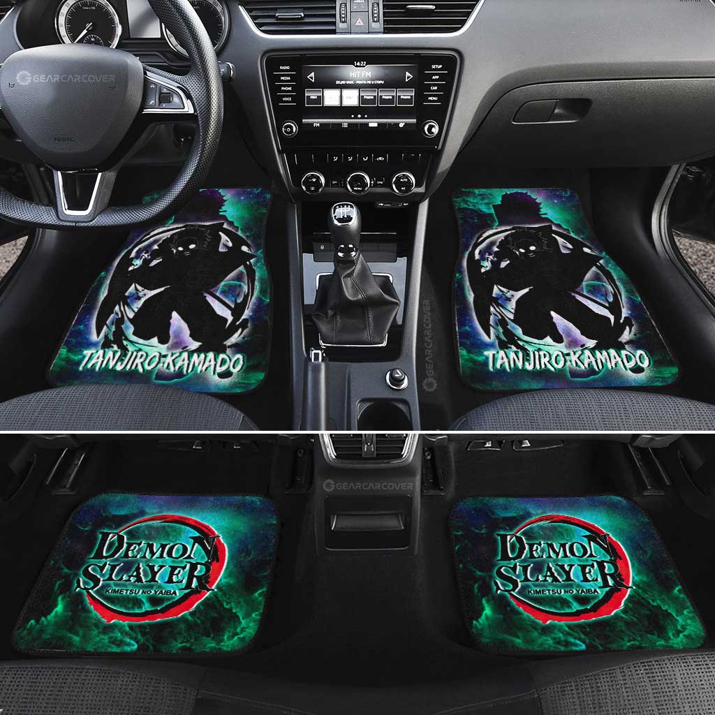 Demon Slayer Car Mats Tanjiro Kamado Car Floor Mats Silhouette Style Floor Mats