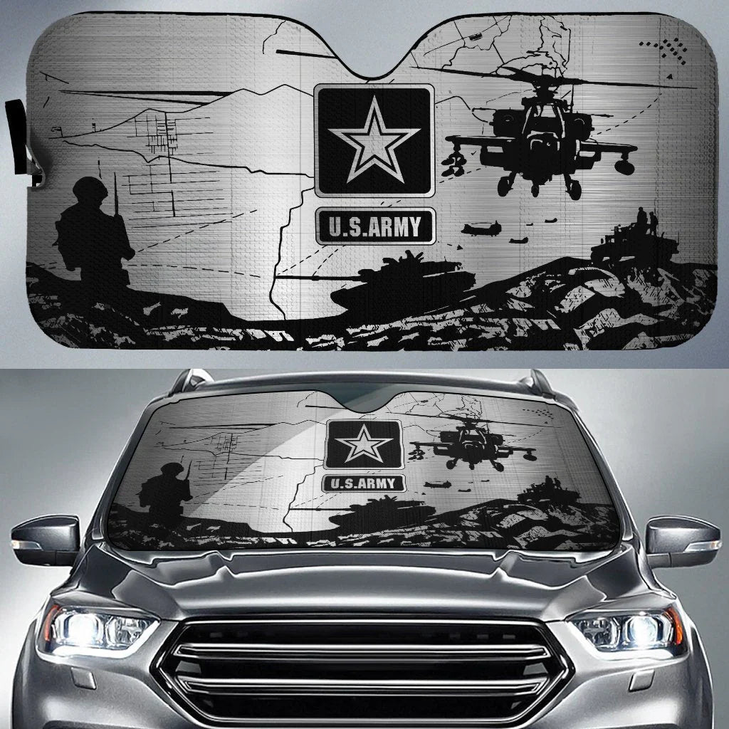 Veteran Car Sun Shade US Army Battle Scene Silhouette Winshield Sun Sh ...