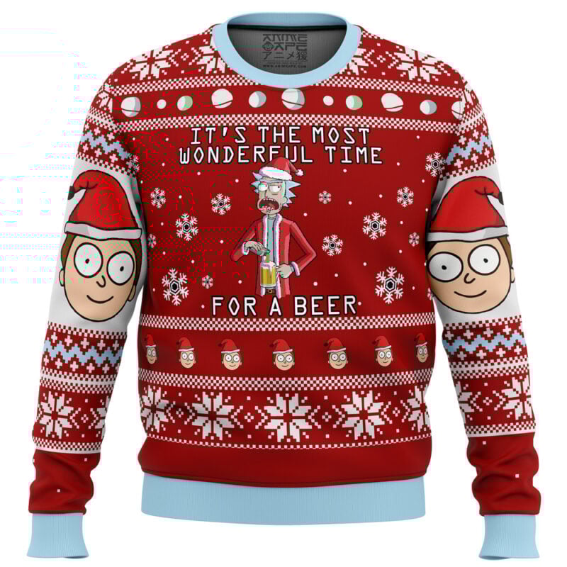 Rick and Morty Time for a Beer Ugly Christmas Sweater