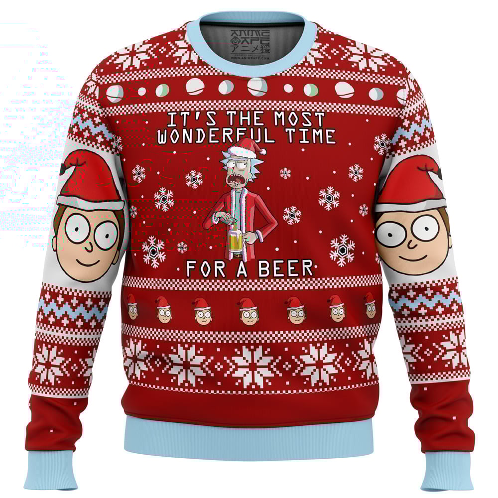 Rick and Morty Time for a Beer Ugly Christmas Sweater