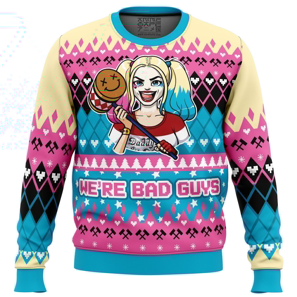 We're Bad Guys Harley Quinn DC Comics Ugly Christmas Sweater