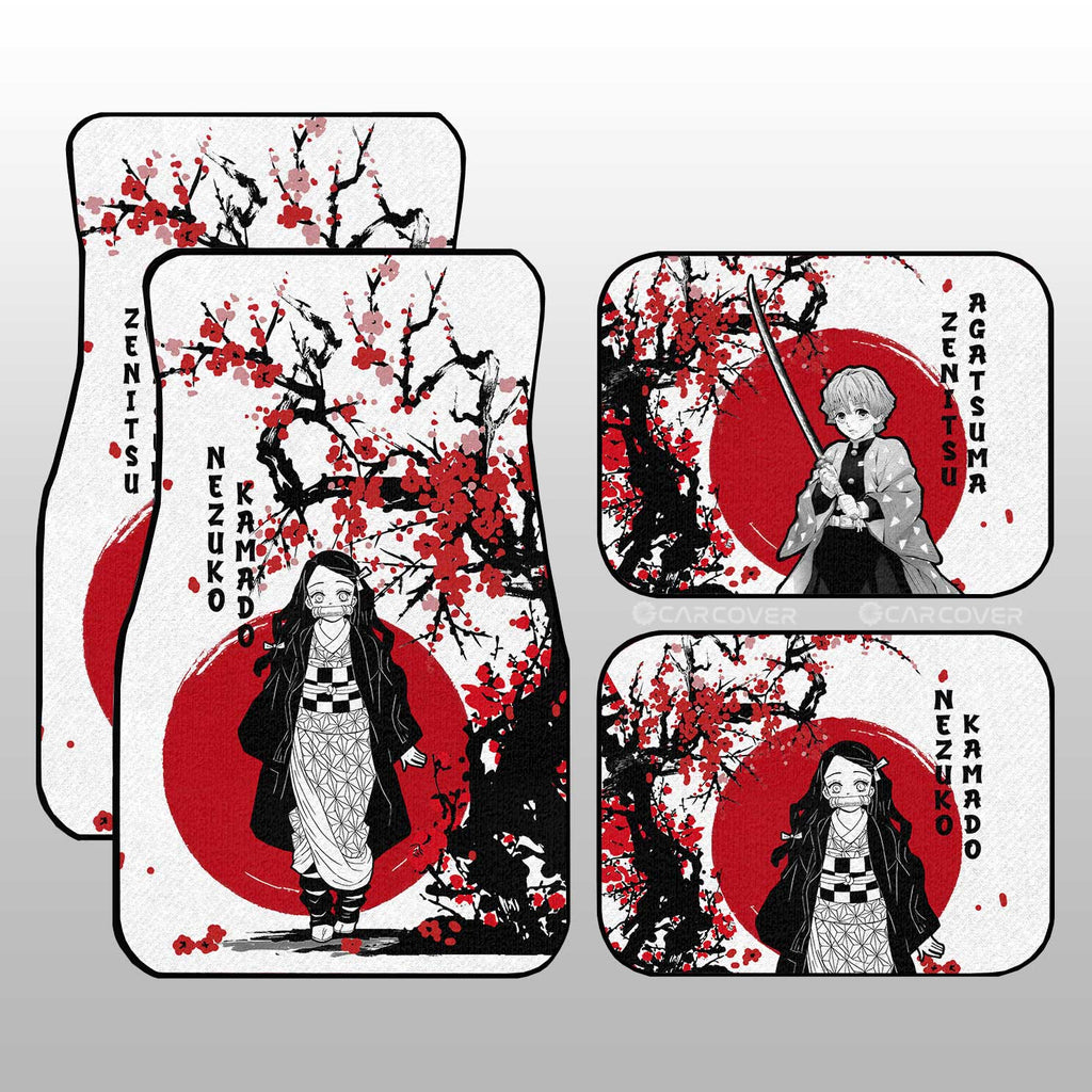 Demon Slayer Car Mats Zenitsu And Nezuko Car Floor Mats Japan Style Car Interior Floor Mats