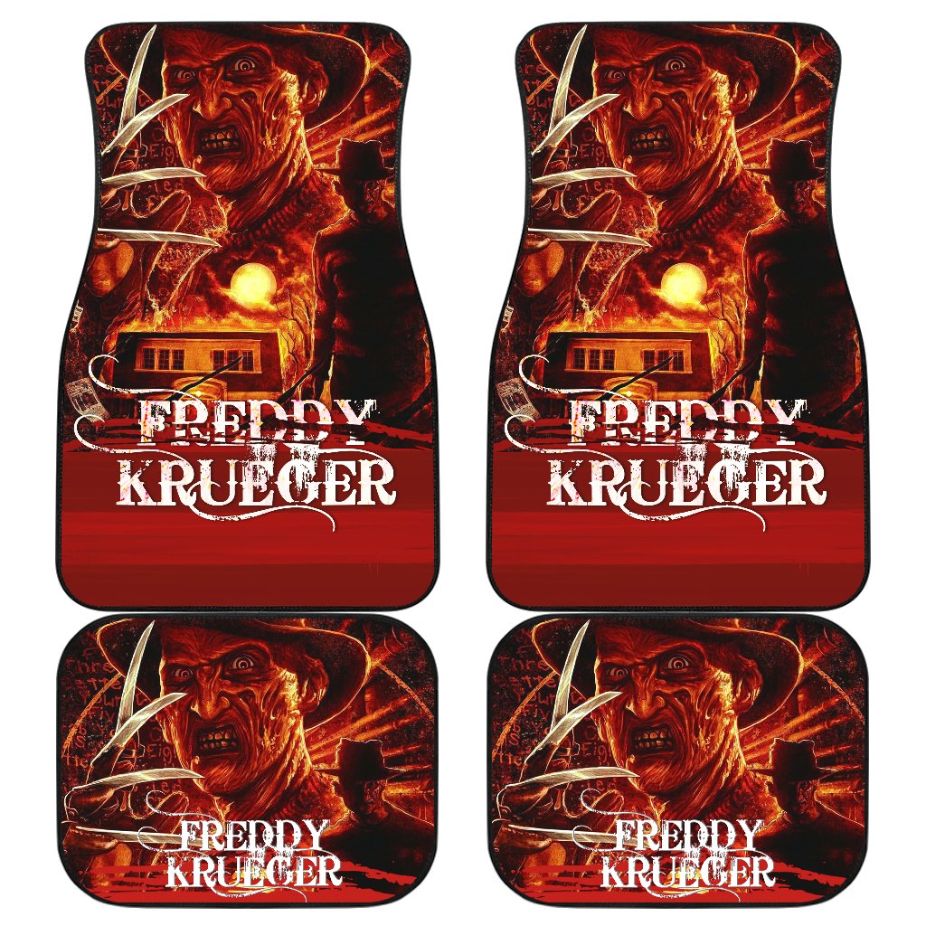 Horror Car Floor Mats Freddy Krueger Flaming Sunset Car Mats