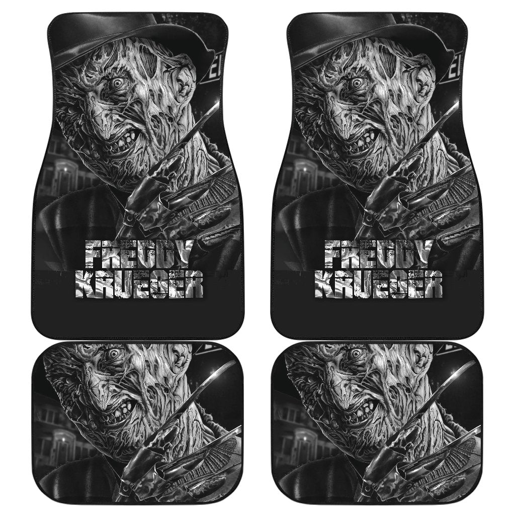 Horror Car Floor Mats Freddy Krueger Portrait Black White Car Mats