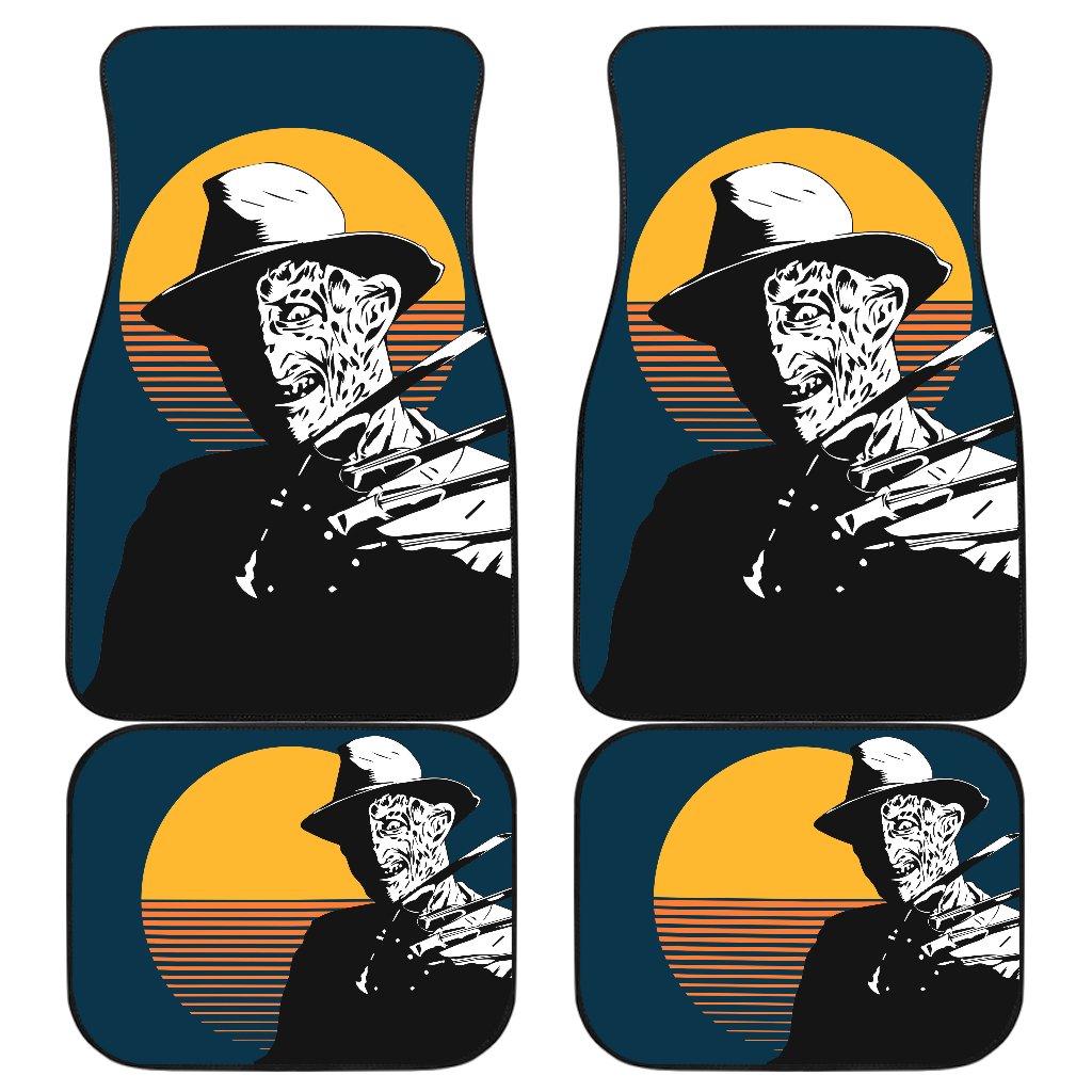 Horror Car Floor Mats Freddy Krueger Retro Vintage Yellow Moon Car Mats