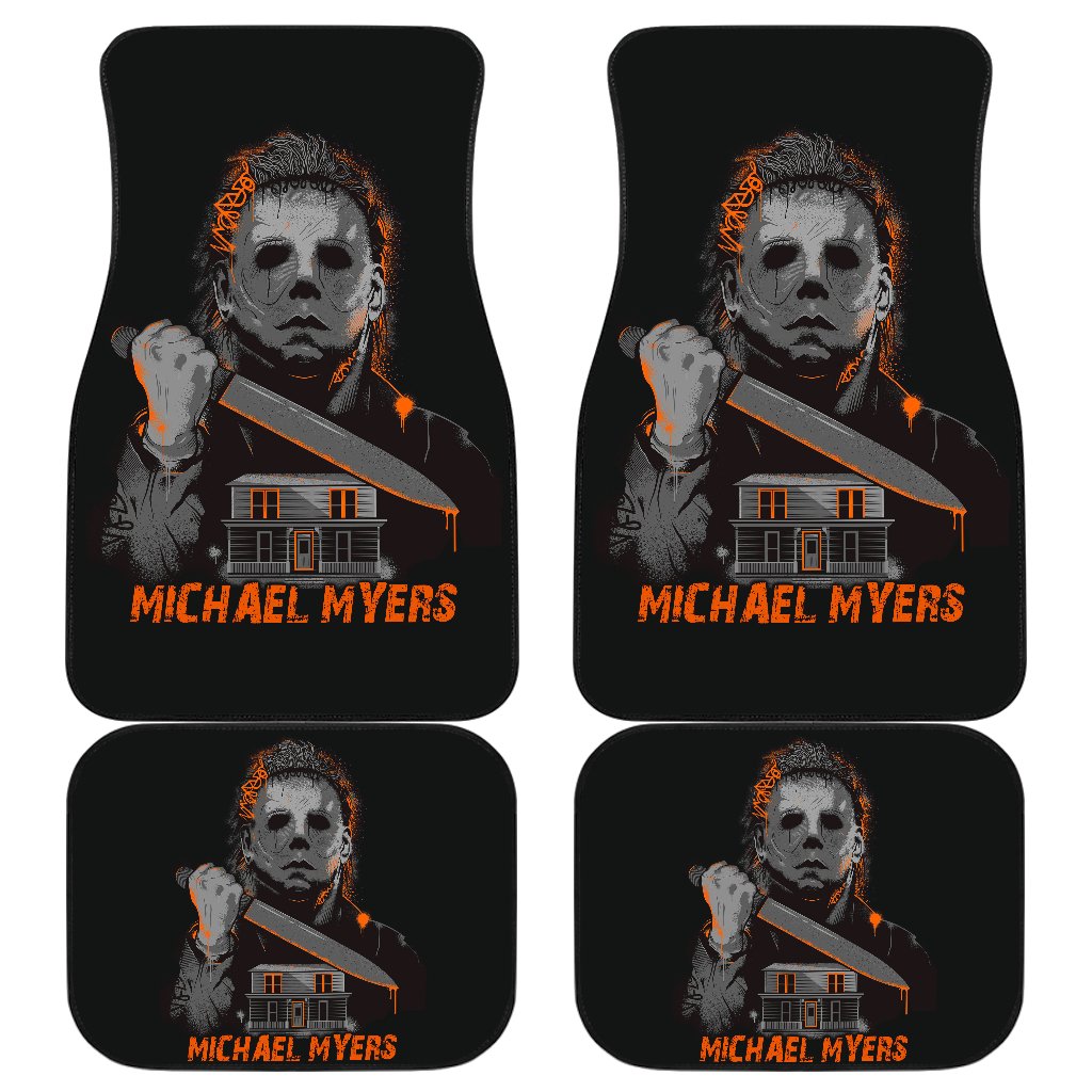 Horror Car Floor Mats Michael Myers Vintage Maple Leaf Color Car Mats