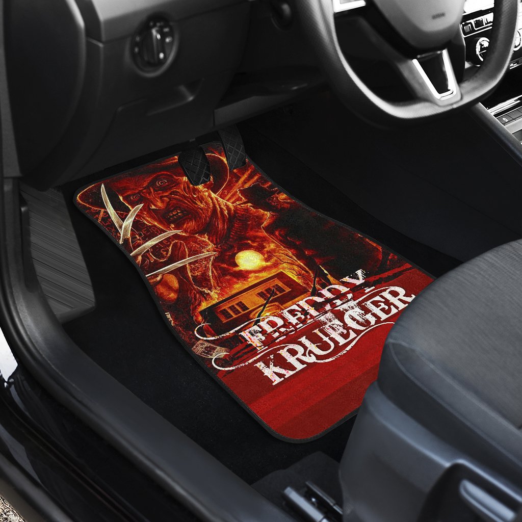 Horror Car Floor Mats Freddy Krueger Flaming Sunset Car Mats