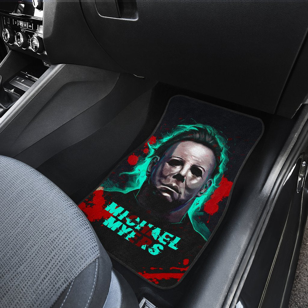 Horror Car Floor Mats Michael Myers Portrait Green Vapor Car Mats