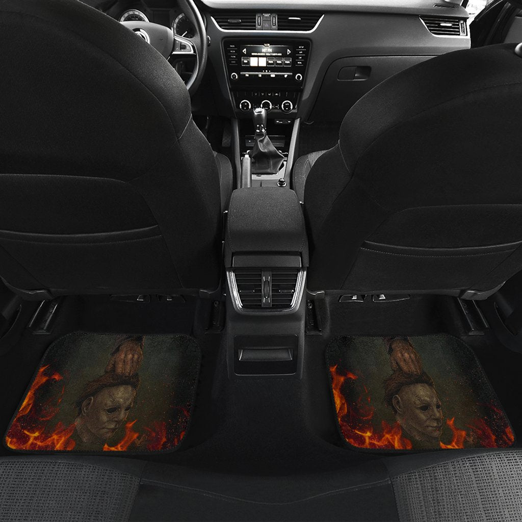 Horror Car Floor Mats Michael Myers Take Off Mask Fire Car Mats