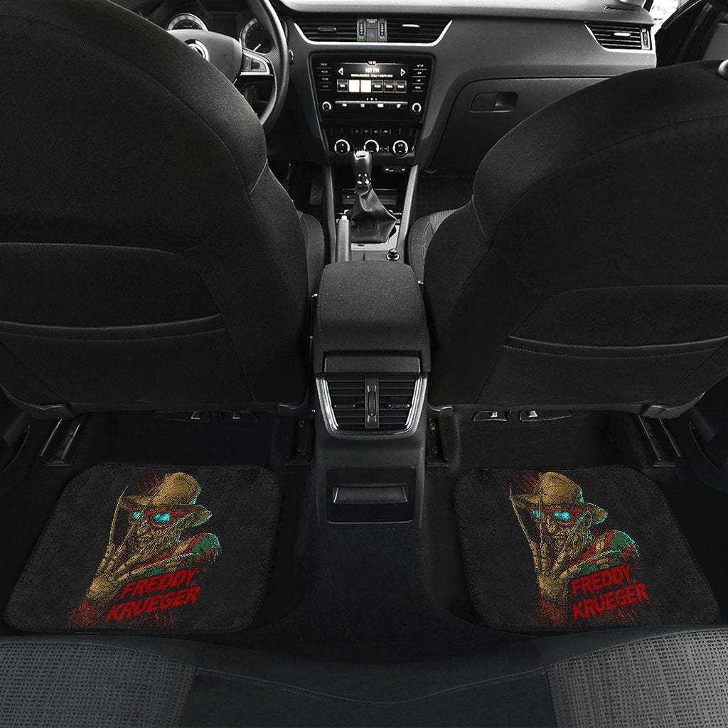 Horror Car Floor Mats Funny Freddy Krueger Wearing Glasses Graphic Car Mats