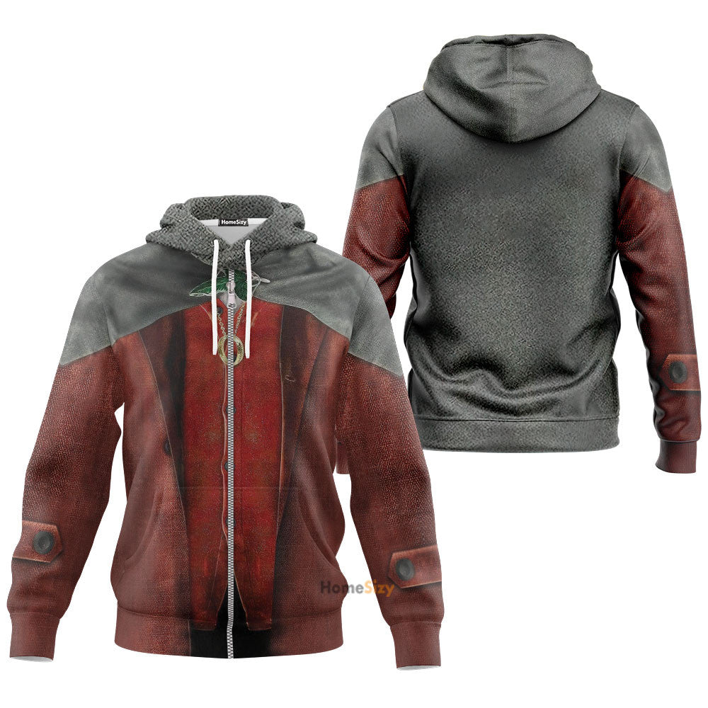 Frodo Baggins Lord Of The Rings Custom Cosplay Costume Tshirt Zip Hoodie Sweatshirt QT210312Hf
