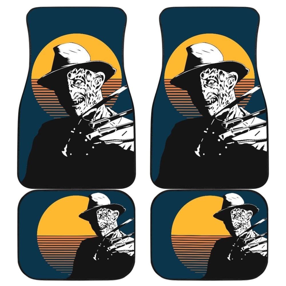 Horror Car Mats Horror Car Floor Mats Freddy Krueger Retro Vintage Yellow Moon Car Floor Mats