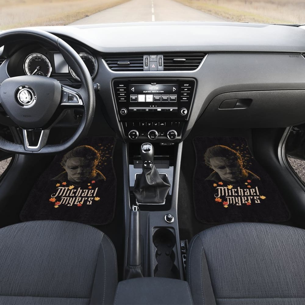 Horror Car Floor Mats Michael Myers Fading Face Maple Leaf Car Floor Mats