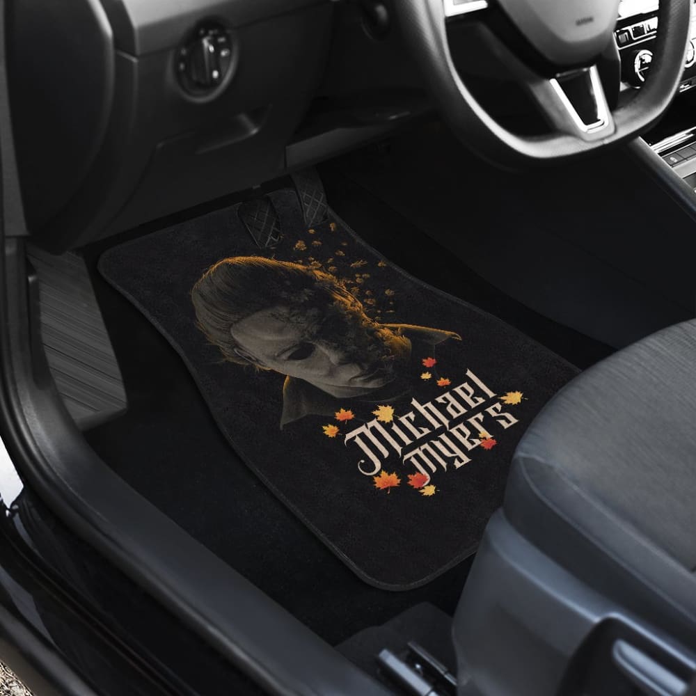 Horror Car Floor Mats Michael Myers Fading Face Maple Leaf Car Floor Mats